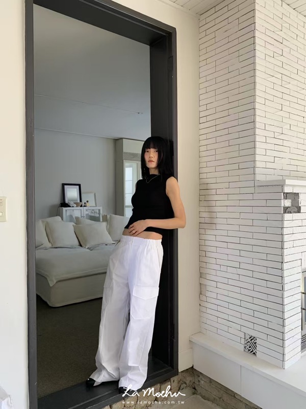 尼龍布姐姐直筒工作褲